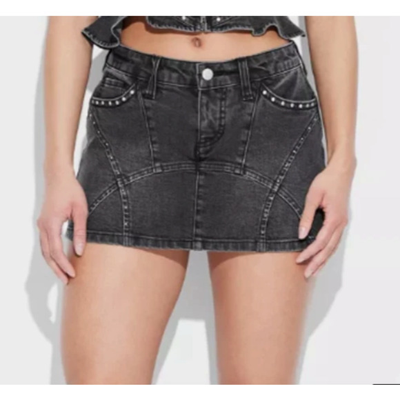 Wild Fable Micro Skort Womens L Black Studded Western Rodeo Festival Cowgirl - Picture 1 of 8